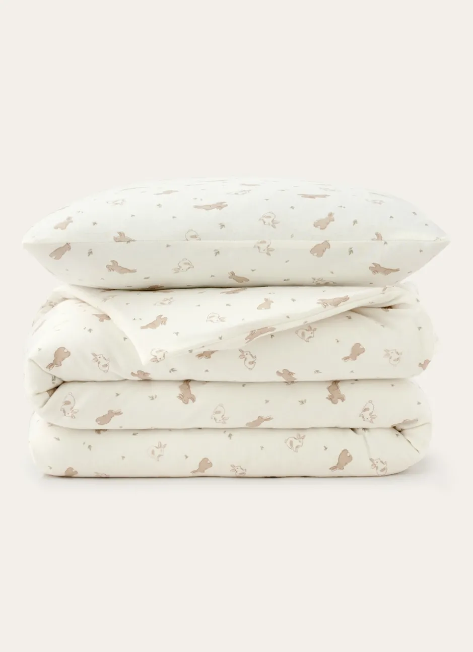 PARURE DE LIT BÉBÉ EN JERSEY IMPRIMÉ LAPIN BLANC