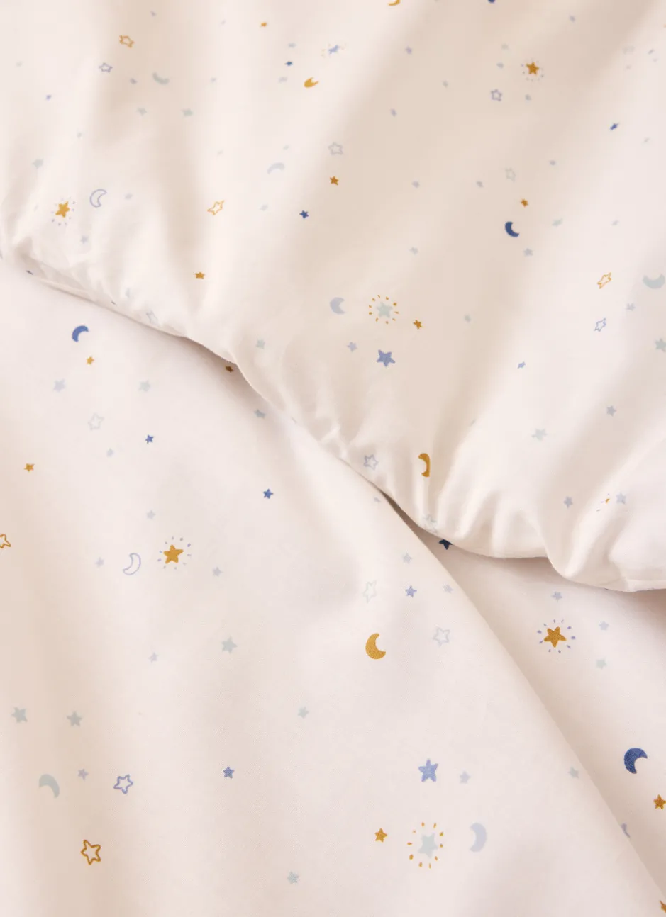 PARURE DE LIT ENFANT EN COTON MOTIF ÉTOILES ÉCRU