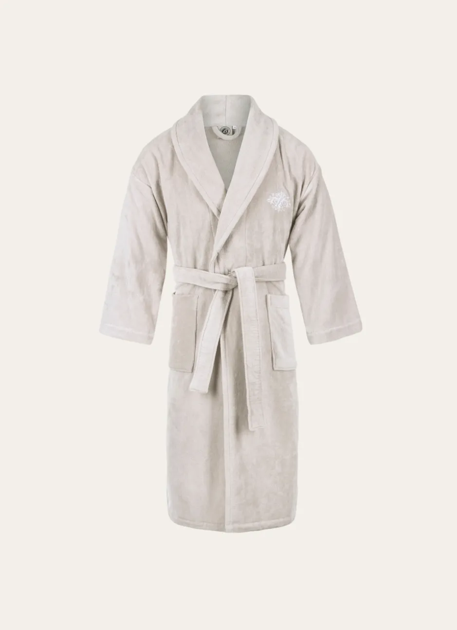 PEIGNOIR DE BAIN BRODÉ EN ÉPONGE 400GR GRIS CLAIR