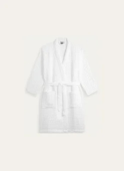 PEIGNOIR DE BAIN KIMONO NID D'ABEILLE S/M BLANC