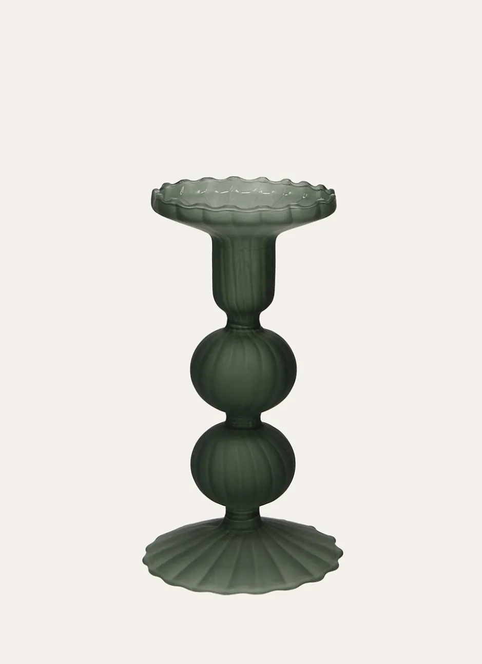 PETIT BOUGEOIR EN VERRE ROMANCE VERT MAT