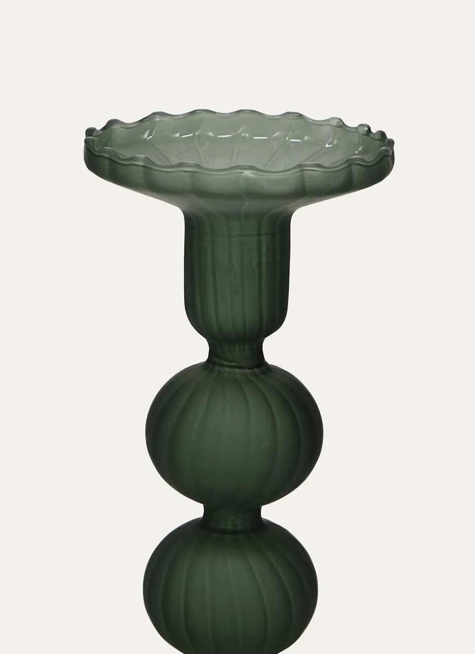 PETIT BOUGEOIR EN VERRE ROMANCE VERT MAT