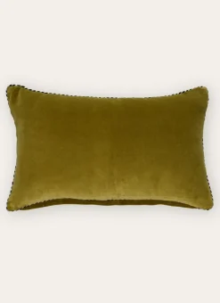 PETIT COUSSIN EN VELOURS AVEC PASSEPOIL RAYÉ VERT ANIS