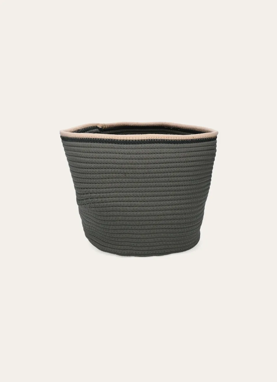 PETIT PANIER EN CORDE DE COTON BORDS CONTRASTÉS VERT DE GRIS