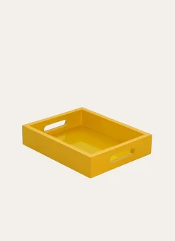PETIT PLATEAU EN BOIS LAQUÉ MOUTARDE