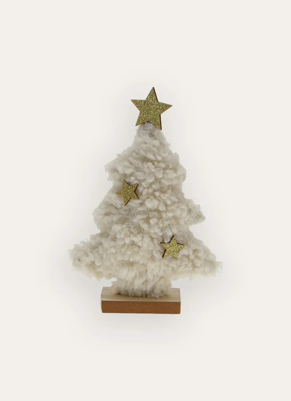 PETIT SAPIN DÉCORATIF EFFET FOURRURE ECRU
