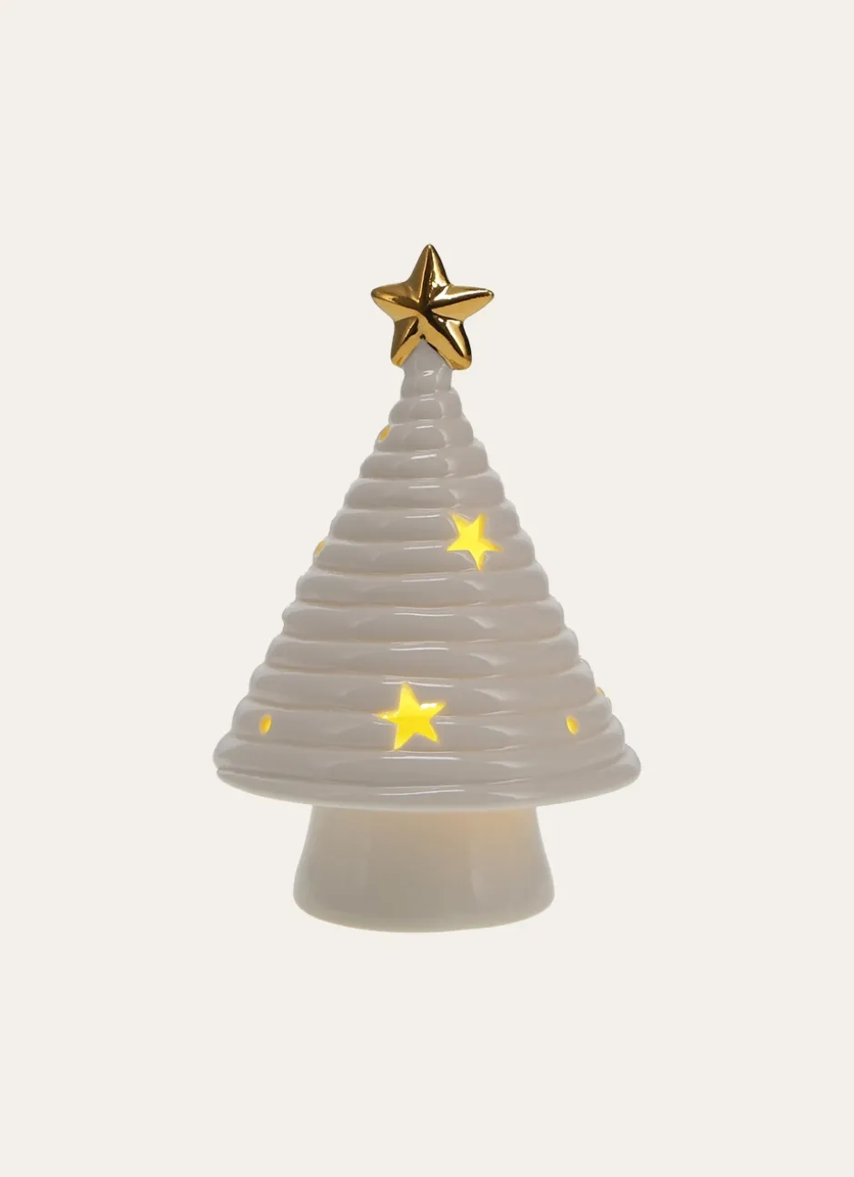 PETIT SAPIN DÉCORATIF ÉTOILE LUMINEUSE BLANC