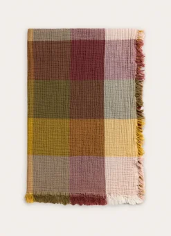 PLAID À CARREAUX EN GAZE DE COTON TISSÉ-TEINT MULTICOLORE