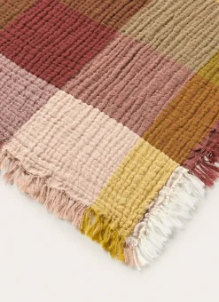 PLAID À CARREAUX EN GAZE DE COTON TISSÉ-TEINT MULTICOLORE