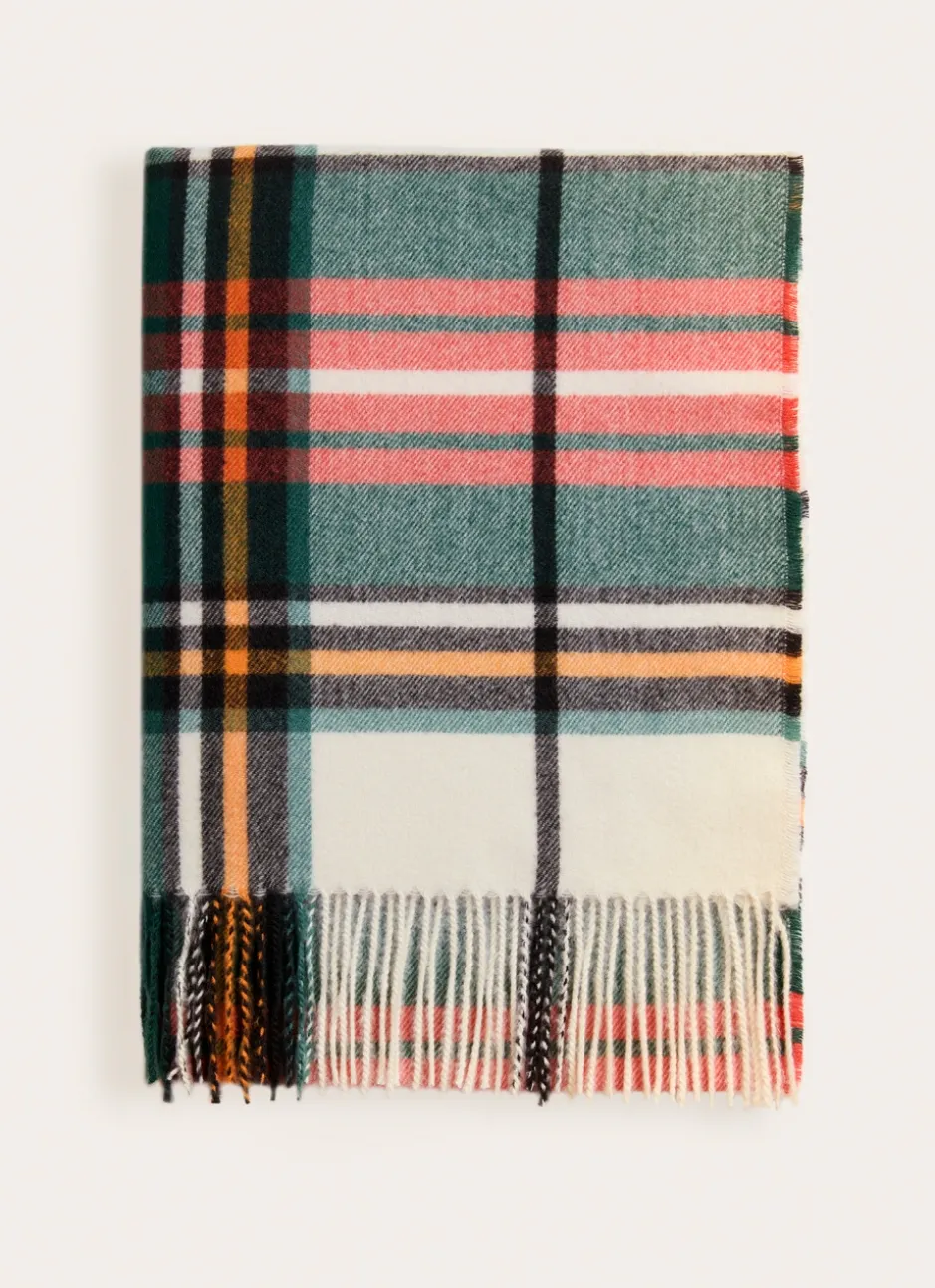 PLAID ÉCOSSAIS AVEC PORTE-PLAID IMITATION CUIR MULTICOLORE