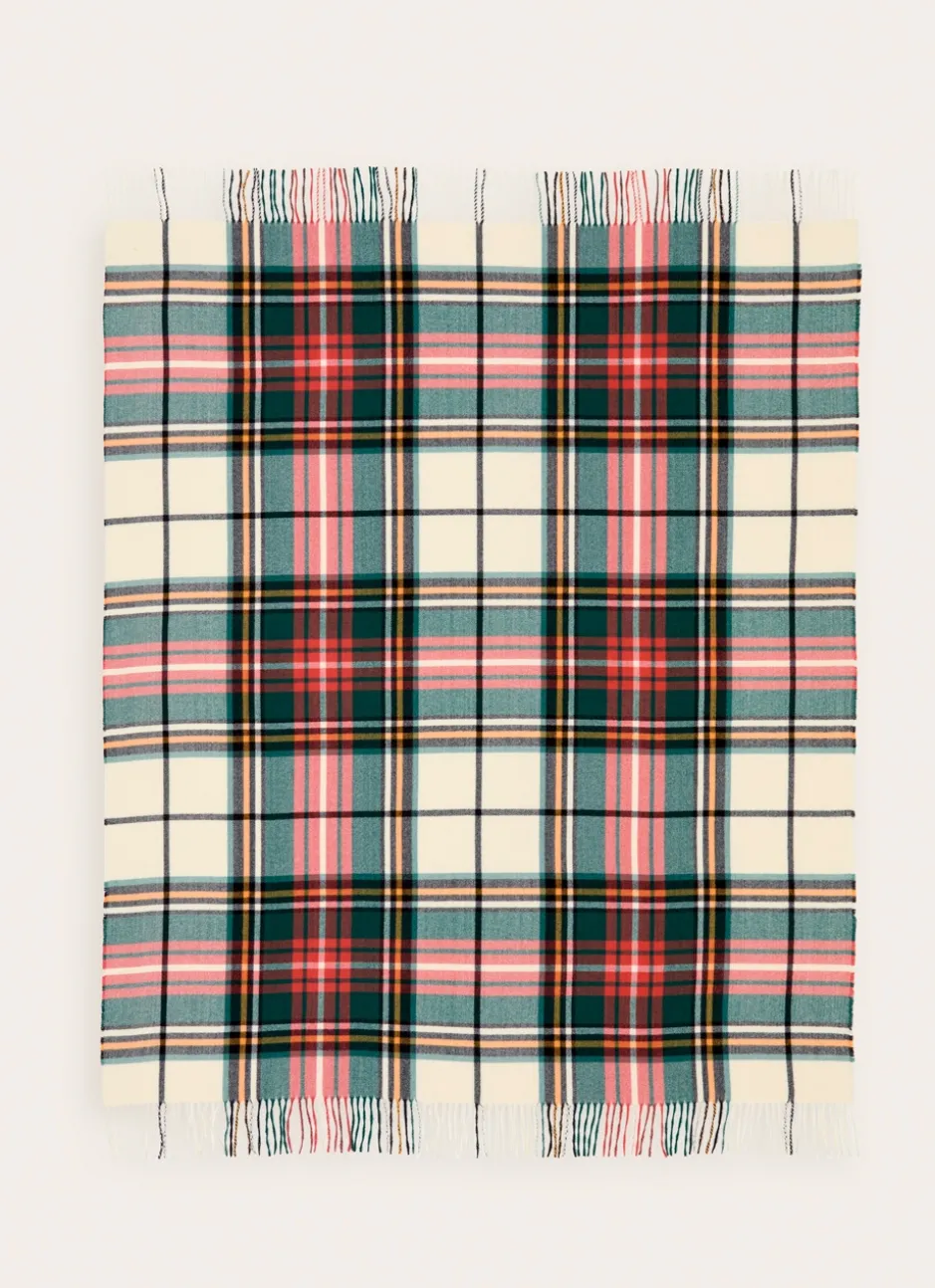 PLAID ÉCOSSAIS AVEC PORTE-PLAID IMITATION CUIR MULTICOLORE