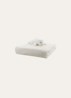 PLAID DOUDOU AVEC PELUCHE EN RELIEF OURS