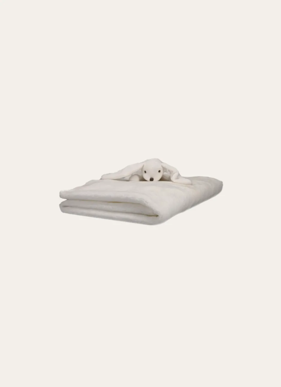 PLAID DOUDOU AVEC PELUCHE EN RELIEF LAPIN
