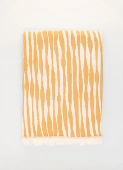 PLAID EN COTON JACQUARD MOTIF ZÈBRE JAUNE FONCE