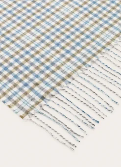 PLAID EN LAINAGE À CARREAUX TISSÉS BLEU