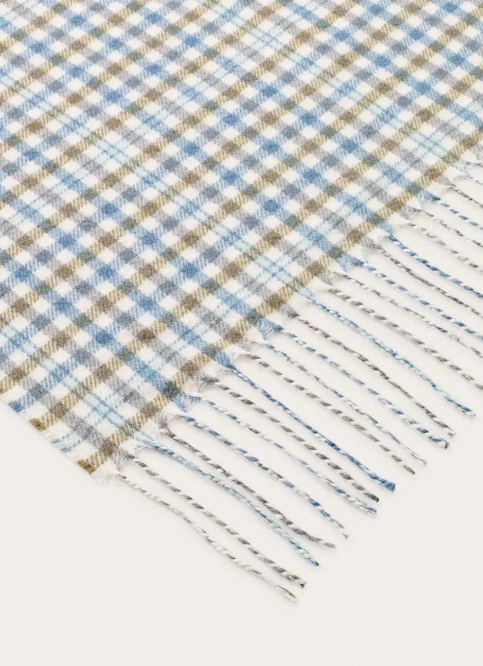 PLAID EN LAINAGE À CARREAUX TISSÉS BLEU