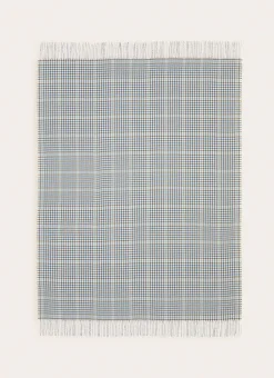 PLAID EN LAINAGE À CARREAUX TISSÉS BLEU