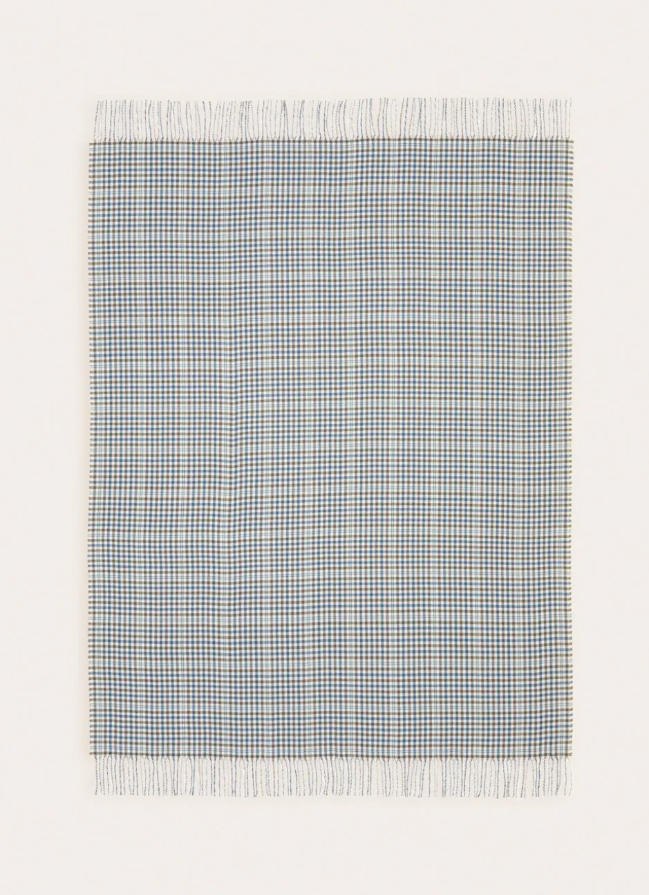 PLAID EN LAINAGE À CARREAUX TISSÉS BLEU
