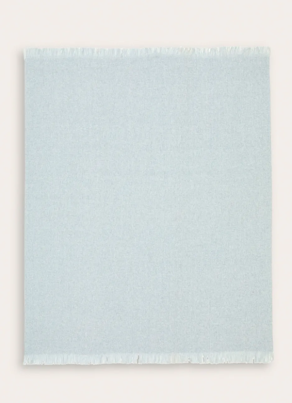 PLAID EN TISSÉ EFFET GRANITÉ UNI BLEU