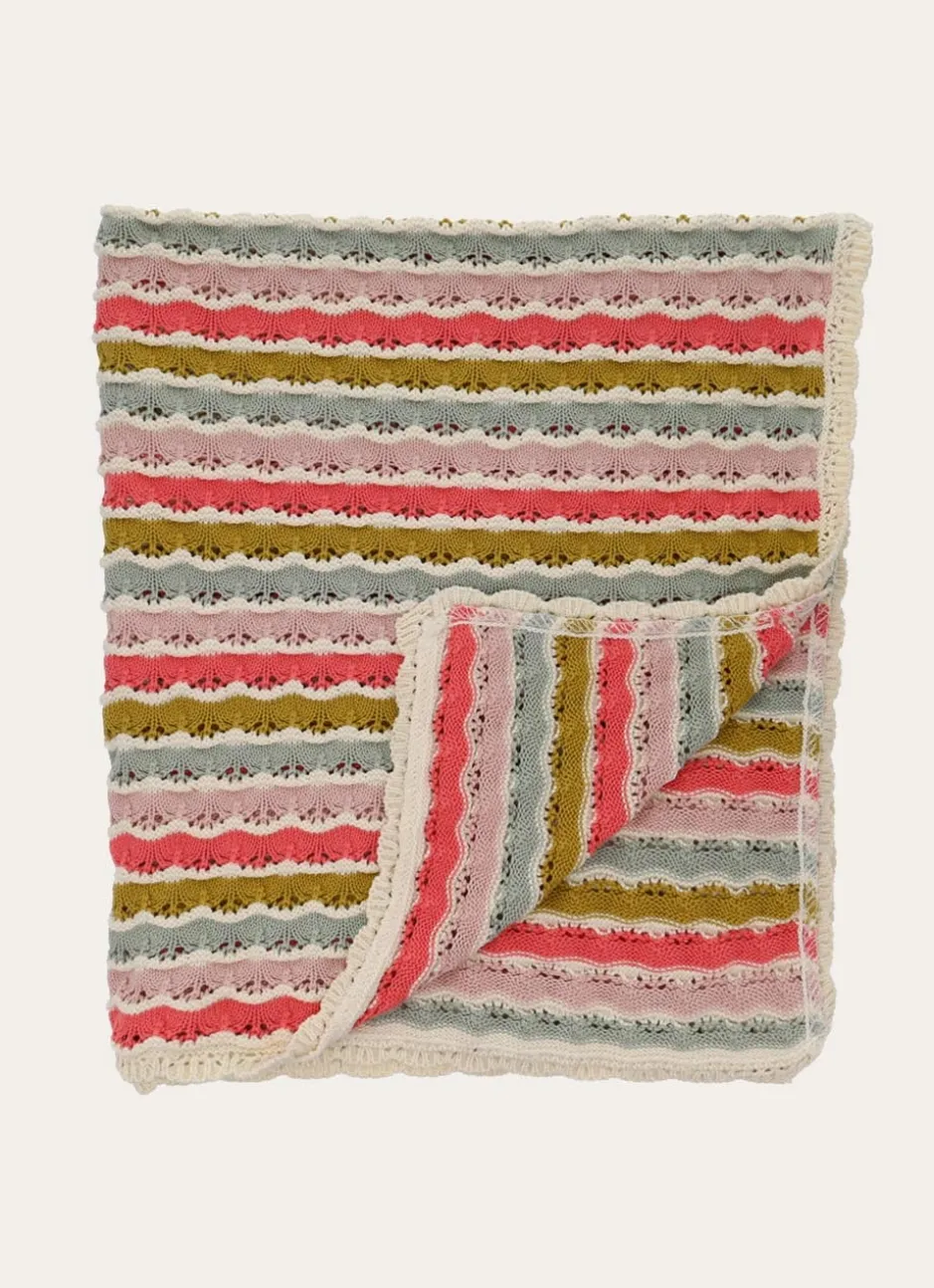 PLAID EN TRICOT DE COTON RAYÉ MULTICOLORE