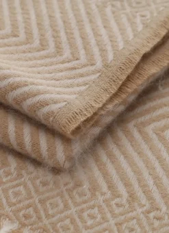PLAID À MOTIFS JACQUARD MOSAÏQUES ET CHEVRONS MOSA BEIGE