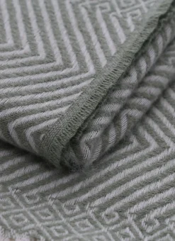 PLAID À MOTIFS JACQUARD MOSAÏQUES ET CHEVRONS MOSA VERT
