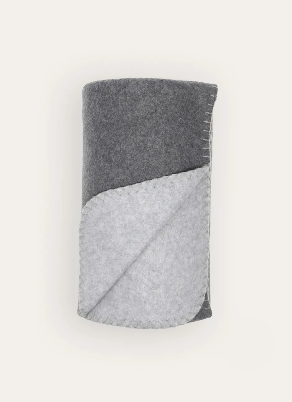PLAID POLAIRE BICOLORE GRIS CLAIR