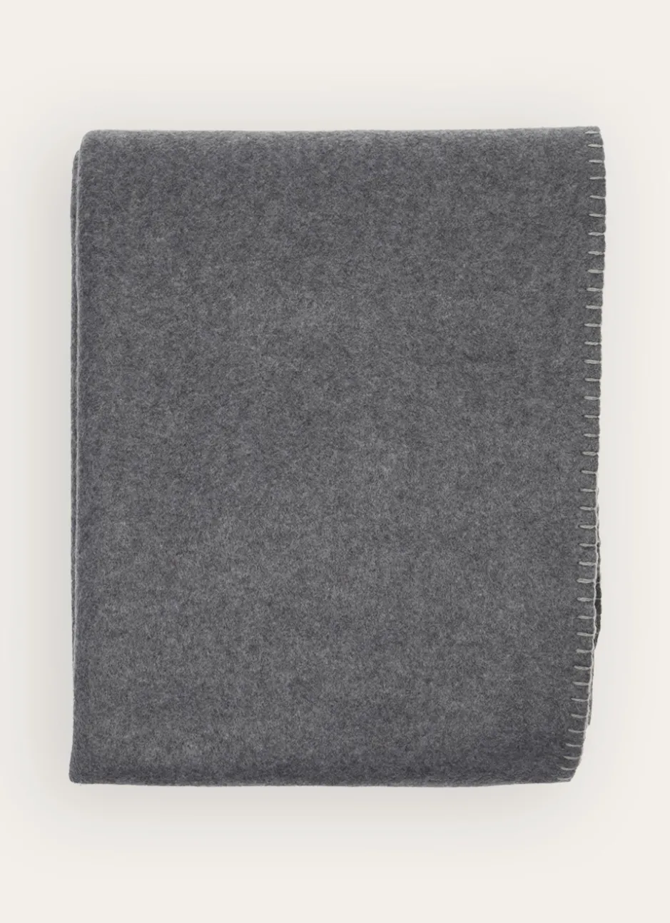 PLAID POLAIRE BICOLORE GRIS CLAIR