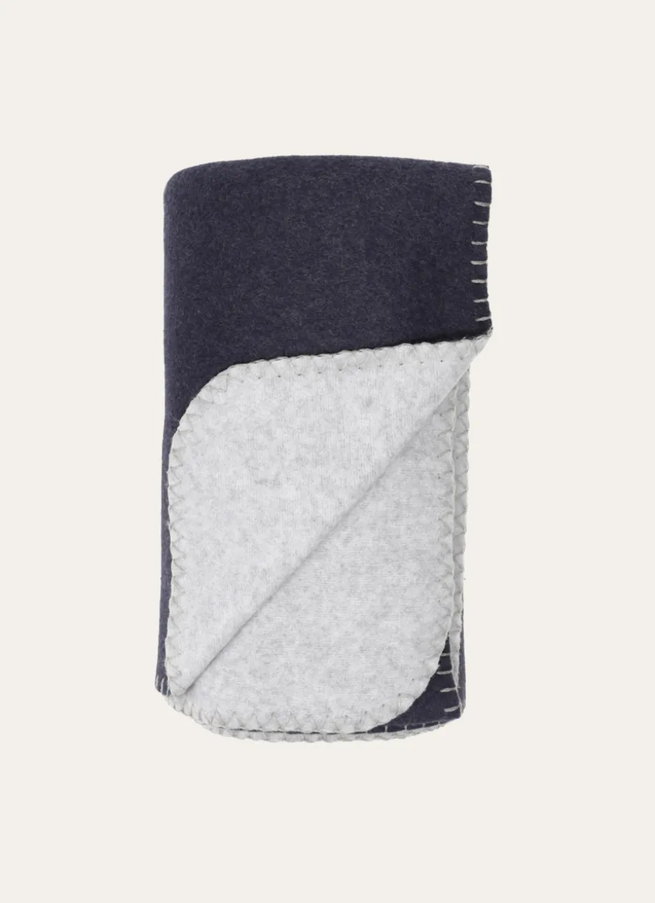 PLAID POLAIRE BICOLORE GRIS FONCE