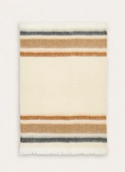 PLAID À RAYURES EFFET MOHAIR ÉCRU