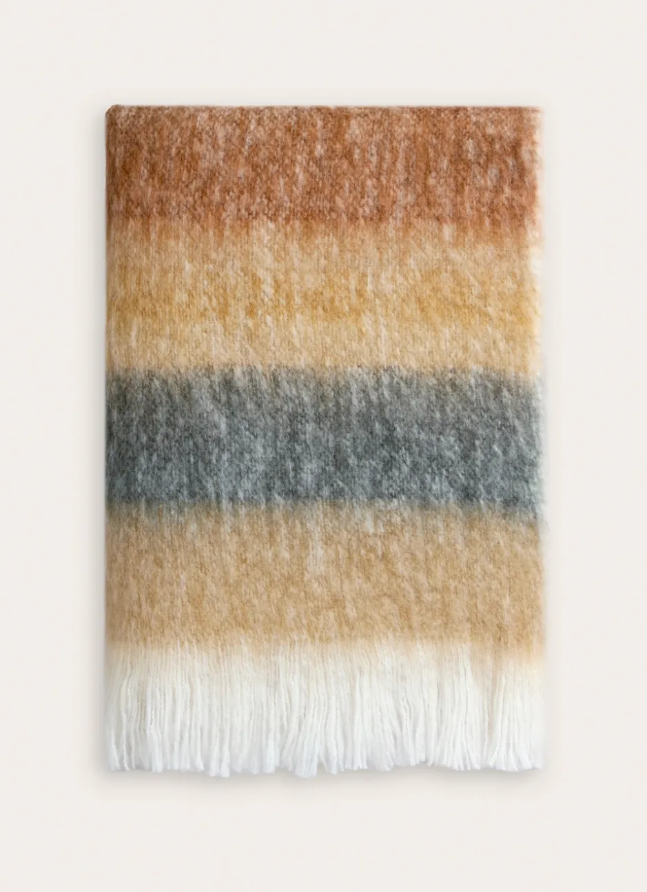 PLAID À RAYURES EFFET MOHAIR GREGE