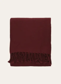 PLAID TISSÉ 100% LAINE GRENAT
