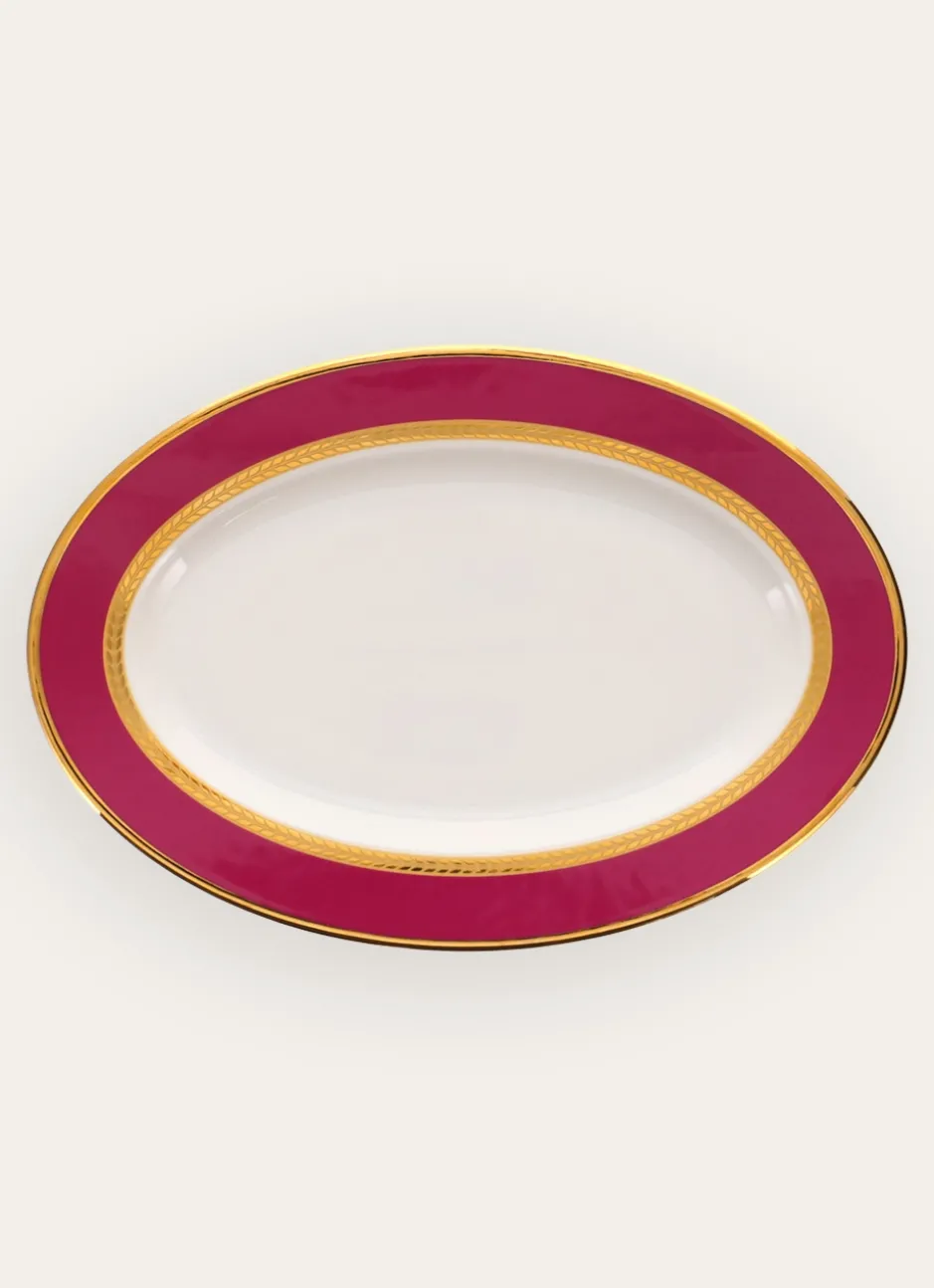 PLAT DE PRÉSENTATION EN PORCELAINE ESPRIT VÉNITIEN ROSE FUCHSIA