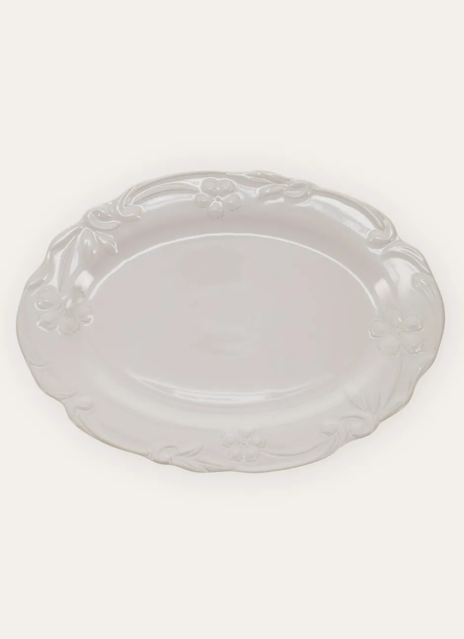 PLAT DE SERVICE OVALE EN PORCELAINE ROYAL BLANC