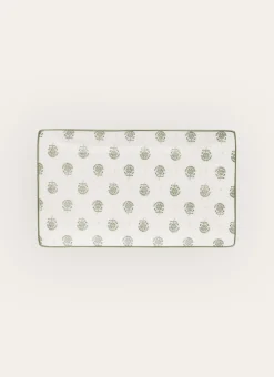 PLAT RECTANGULAIRE EN PORCELAINE GALM BLANC / VERT