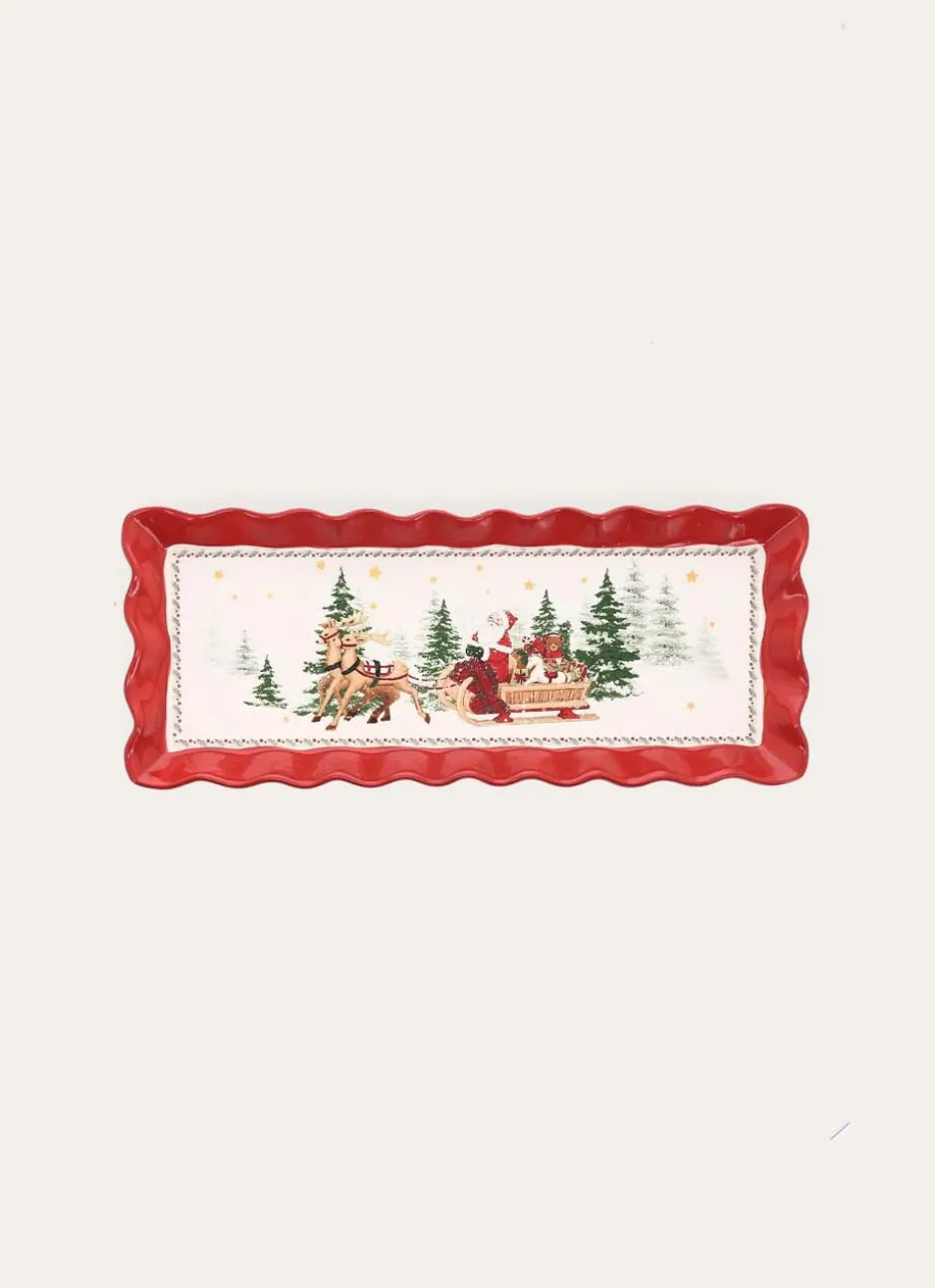 PLAT RECTANGULAIRE FÉÉRIE DE NOËL ROUGE