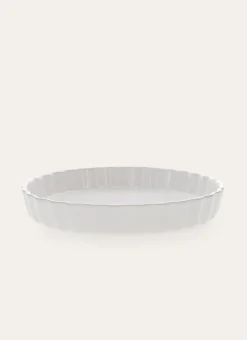 PLAT À TARTE EN GRÈS AUTHENTIQUE BLANC
