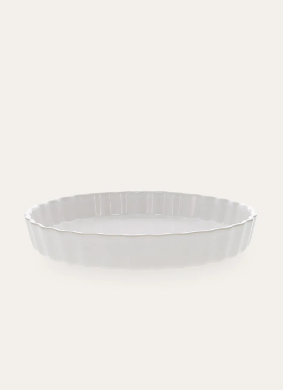 PLAT À TARTE EN GRÈS AUTHENTIQUE BLANC