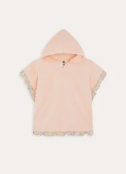 PONCHO DE BAIN EN ÉPONGE FLEURS ET FRUITS ROSE