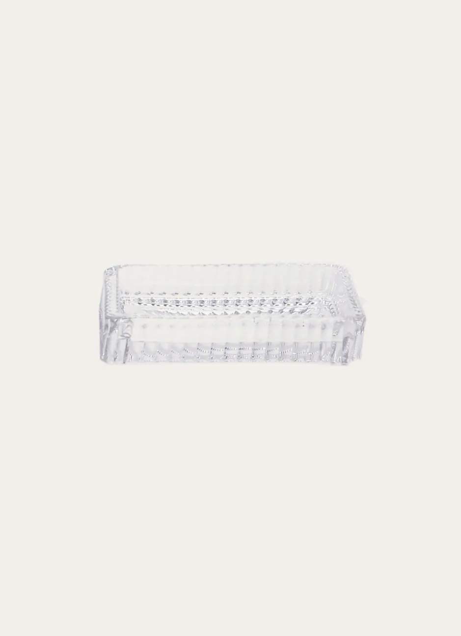 PORTE-SAVON EN VERRE STRIÉ TRANSPARENT
