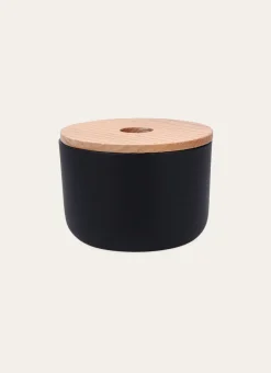 POT DE SALLE DE BAIN MAT ET EN BOIS Noir