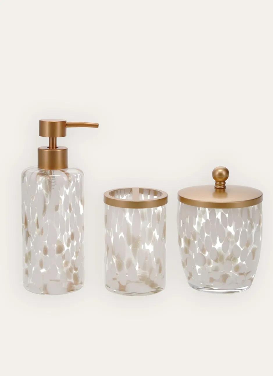 POT DE SALLE DE BAIN MODERNE EFFET TACHETÉ BLANC/DORE