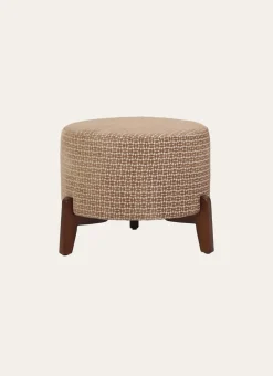 POUF EN TISSU À 3 PIEDS ÉCRU / TABAC