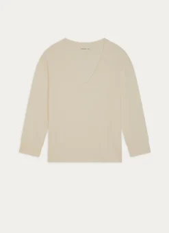 PULL COL V EN MAILLE CONFORTABLE ECRU