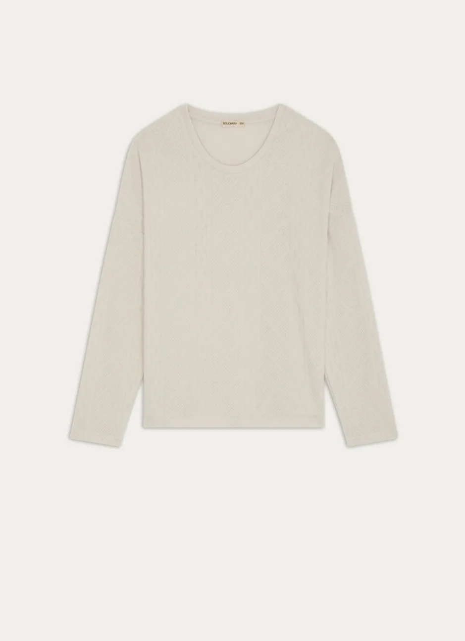 PULL À MANCHES LONGUES EN MAILLE DOUCE MINDY ÉCRU