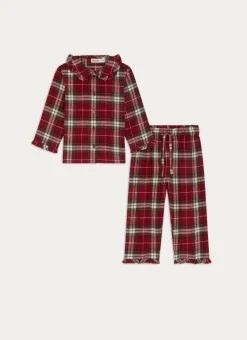PYJAMA FILLE EN FLANELLE À CARREAUX SANTA MULTICOLORE