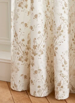 RIDEAU EN COTON MOTIF VÉGÉTAL ET FLORAL BLANC