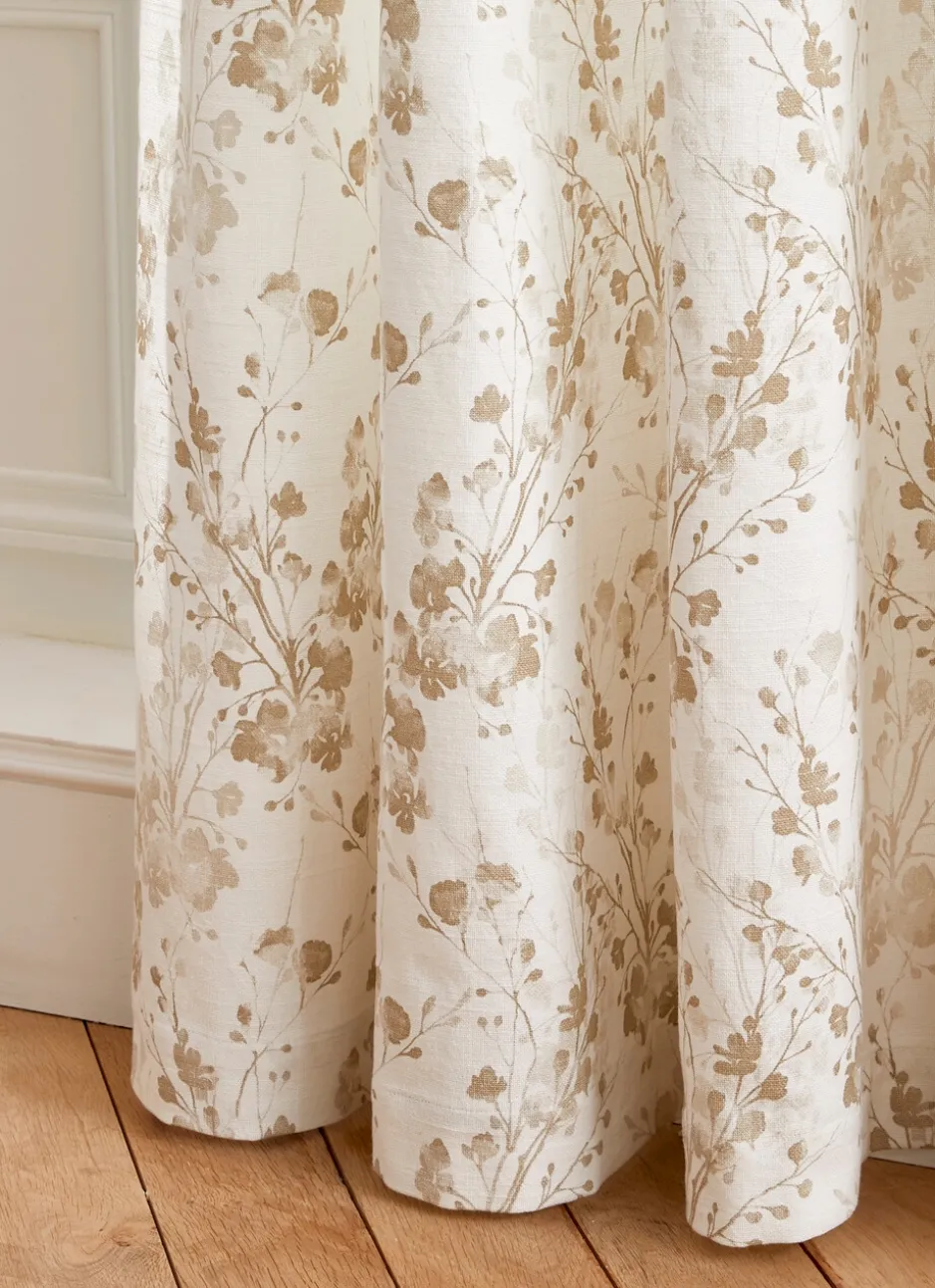 RIDEAU EN COTON MOTIF VÉGÉTAL ET FLORAL BLANC
