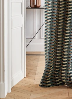 RIDEAU EN JACQUARD MOTIF GÉOMETRIQUE vert