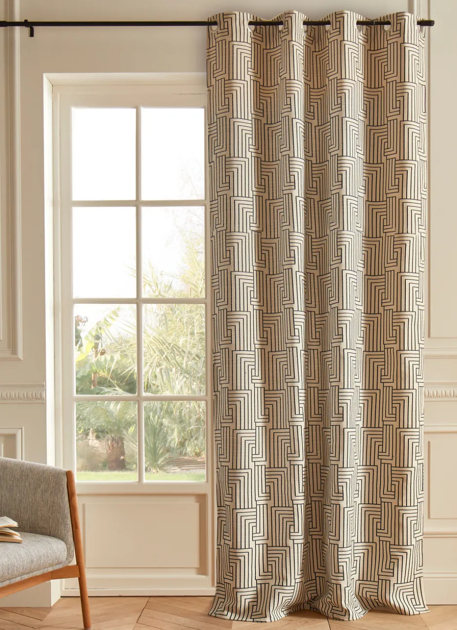 RIDEAU JACQUARD BICOLORE ÉCRU/NOIR